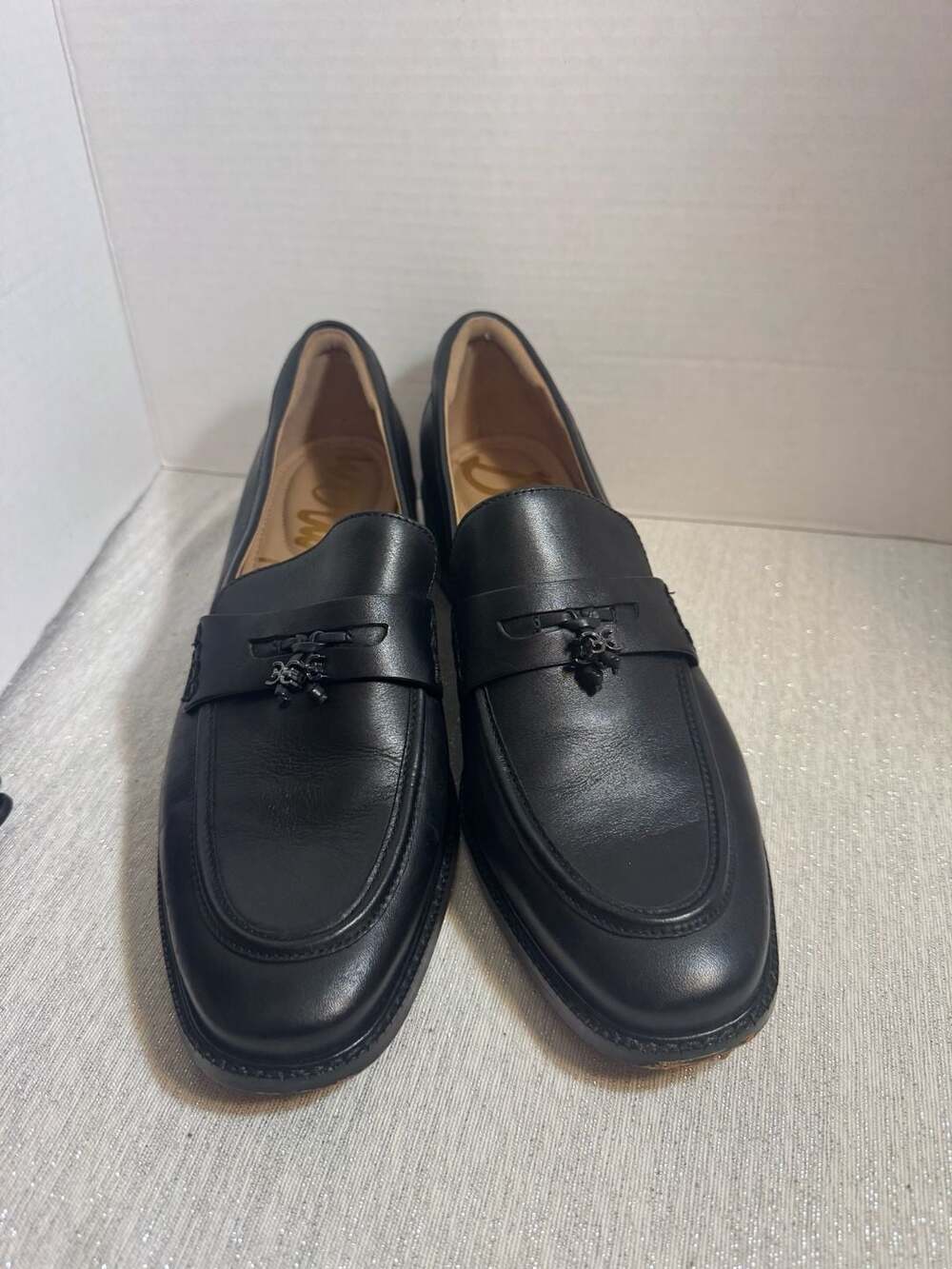 Wholesale Natural Leather Loafers Men Metal Chain Slip On Flats Casual Round Toe
